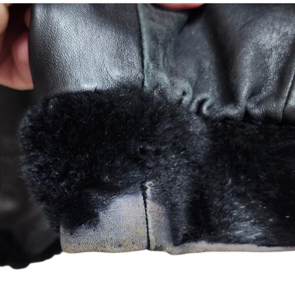 Woman's Dyed Black Sheared Mink Fur Parka Reversing to Black Leather M/L - Picture 9 of 16